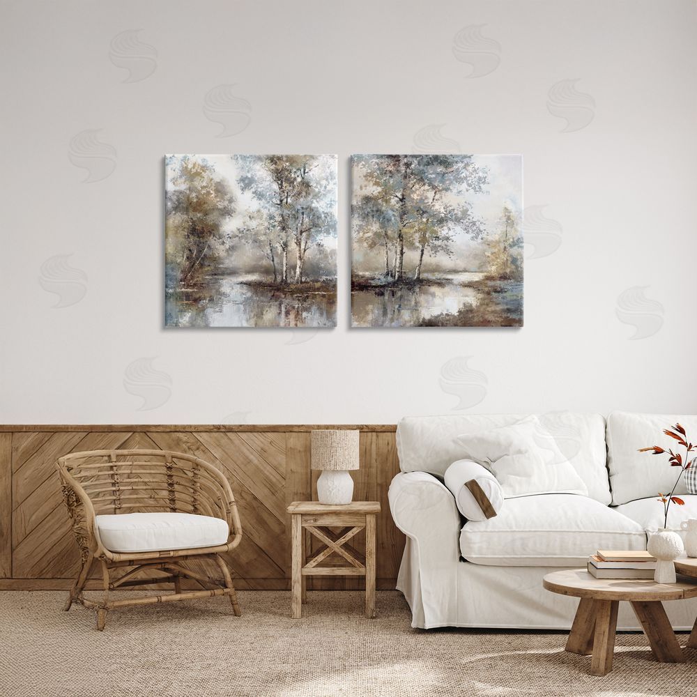 T.C. Chiu Meandering River Tree Scene Printed Wall Art Set in Room
