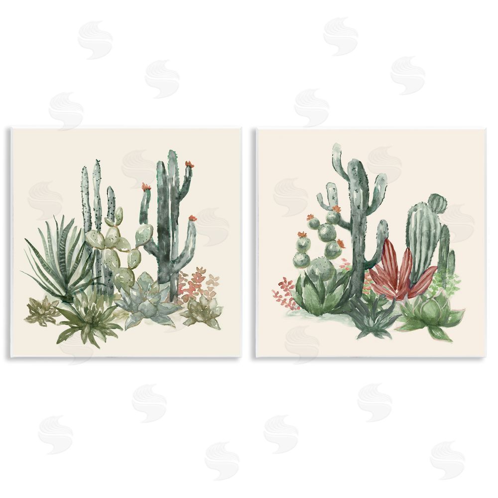 Nan Mojave Desert Cacti Wall Plaque Printed Art Set