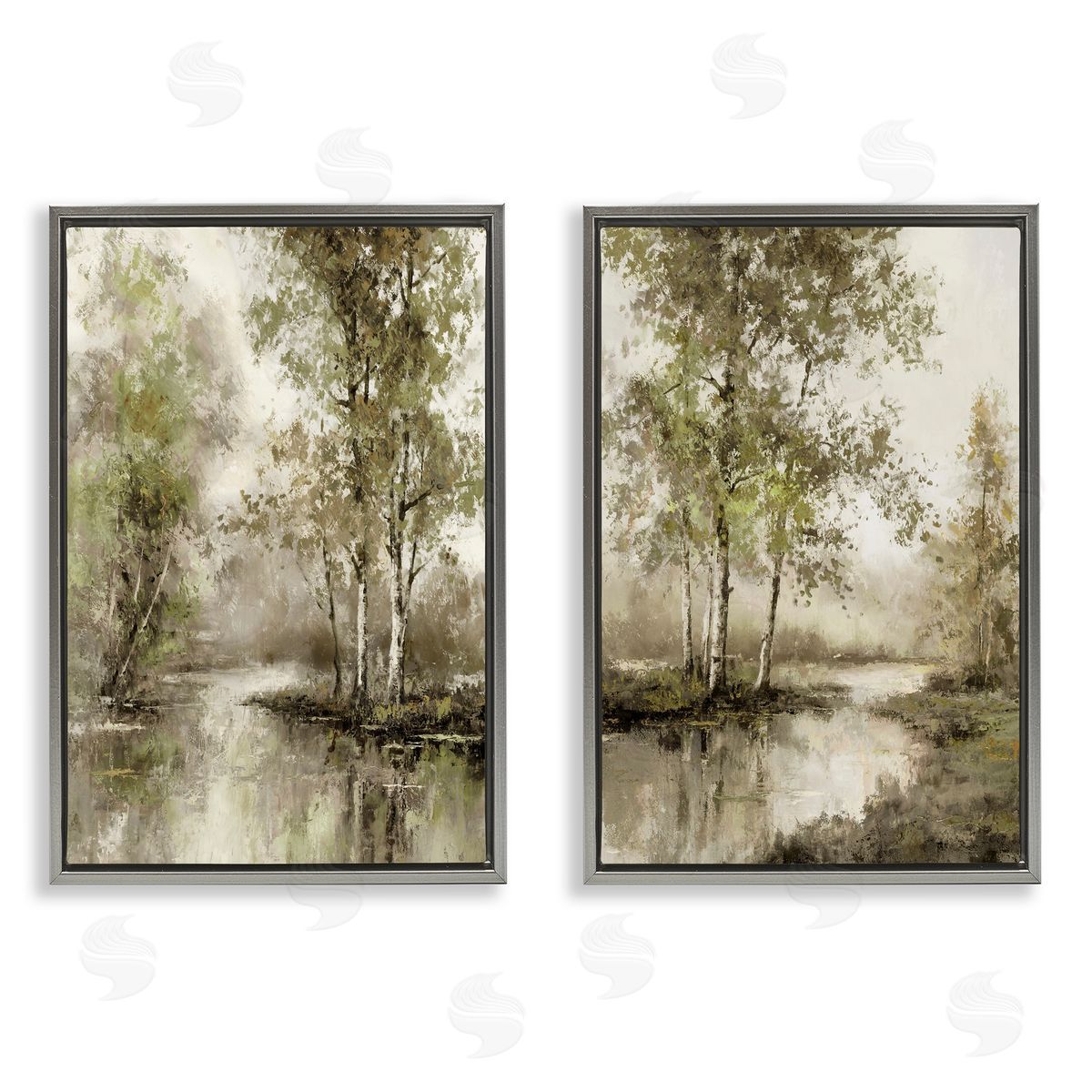 T.C. Chiu Idyllic Spring Forest Gray Floating Frame Canvas Art Set