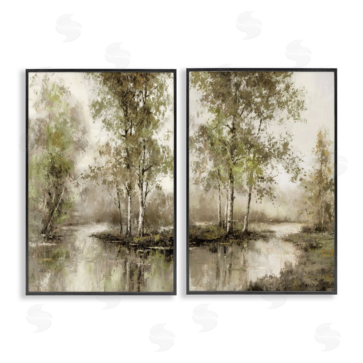 T.C. Chiu Idyllic Spring Forest Black Framed Giclee Art Set