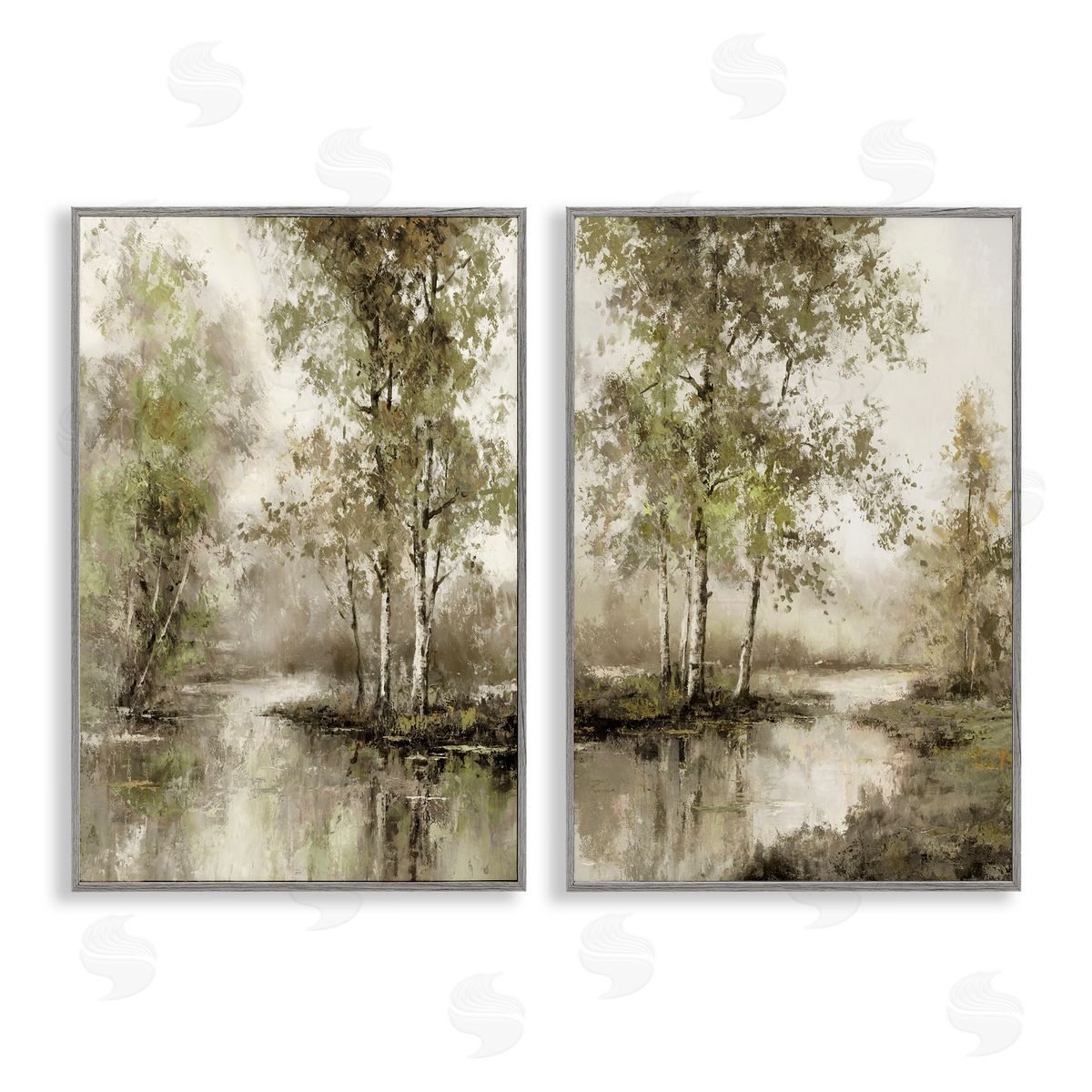 T.C. Chiu Idyllic Spring Forest Gray Framed Giclee Art Set