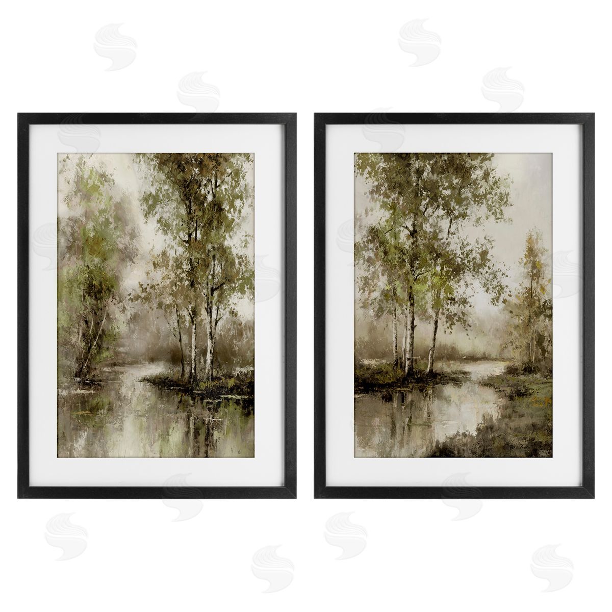 T.C. Chiu Idyllic Spring Forest Black Framed Print Under Glass Set