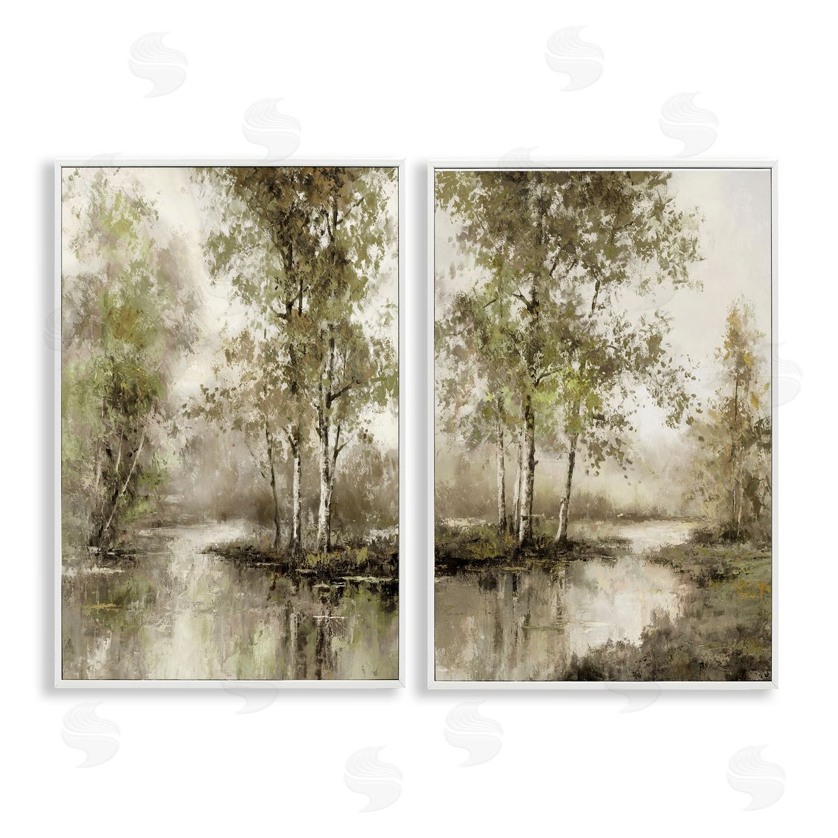 T.C. Chiu Idyllic Spring Forest White Frame Giclee Art Set