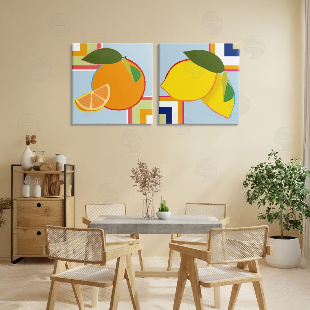 Daniela Santiago Geometric Citrus Fruit Printed Wall Art Set in Room