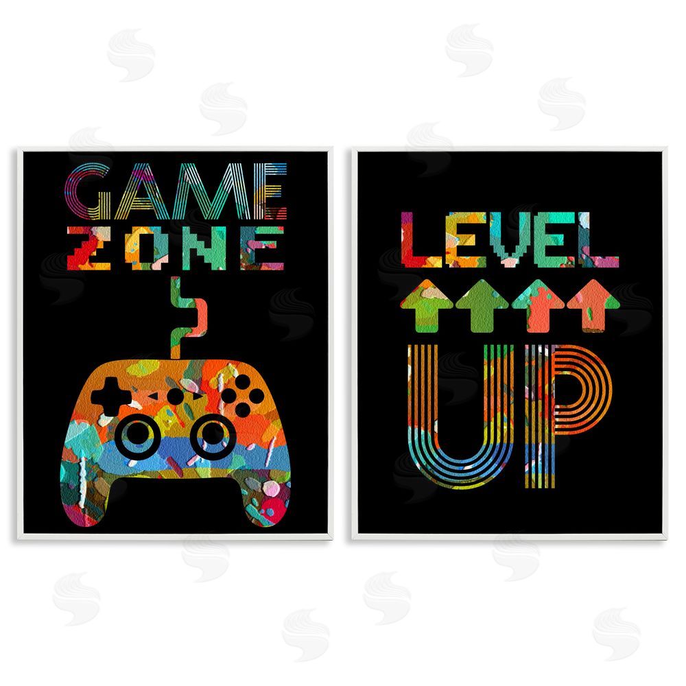 Marcus Prime Collaged Retro Gamer Phrases White Framed Giclee Wall Art Print
