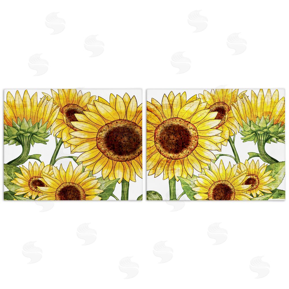 Kim Allen Warm Blossoms Yellow Sunflowers Canvas Wall Art Print