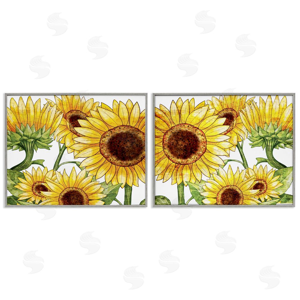 Kim Allen Warm Blossoms Yellow Sunflowers Gray Framed Giclee Wall Art Print