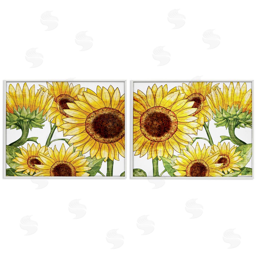 Kim Allen Warm Blossoms Yellow Sunflowers White Framed Giclee Wall Art Print