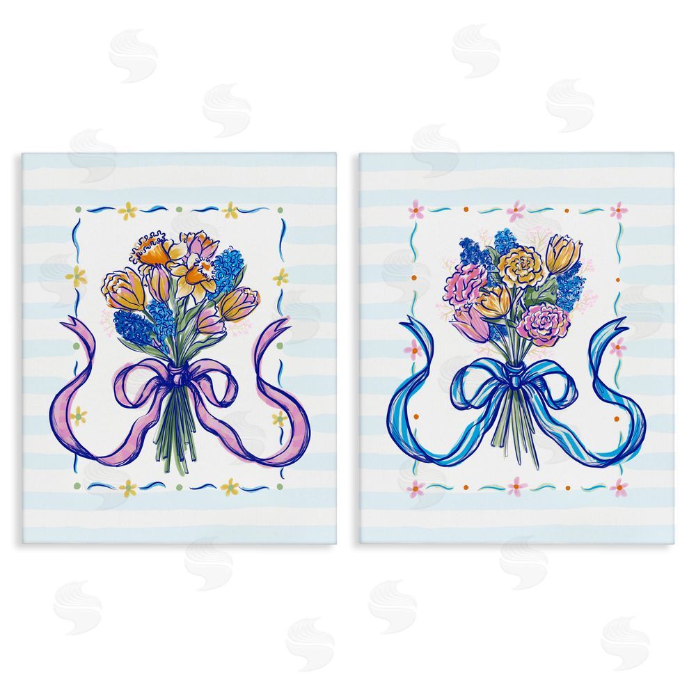 Connie Summers Ribboned Spring Flower Bundle Canvas Wall Art Print