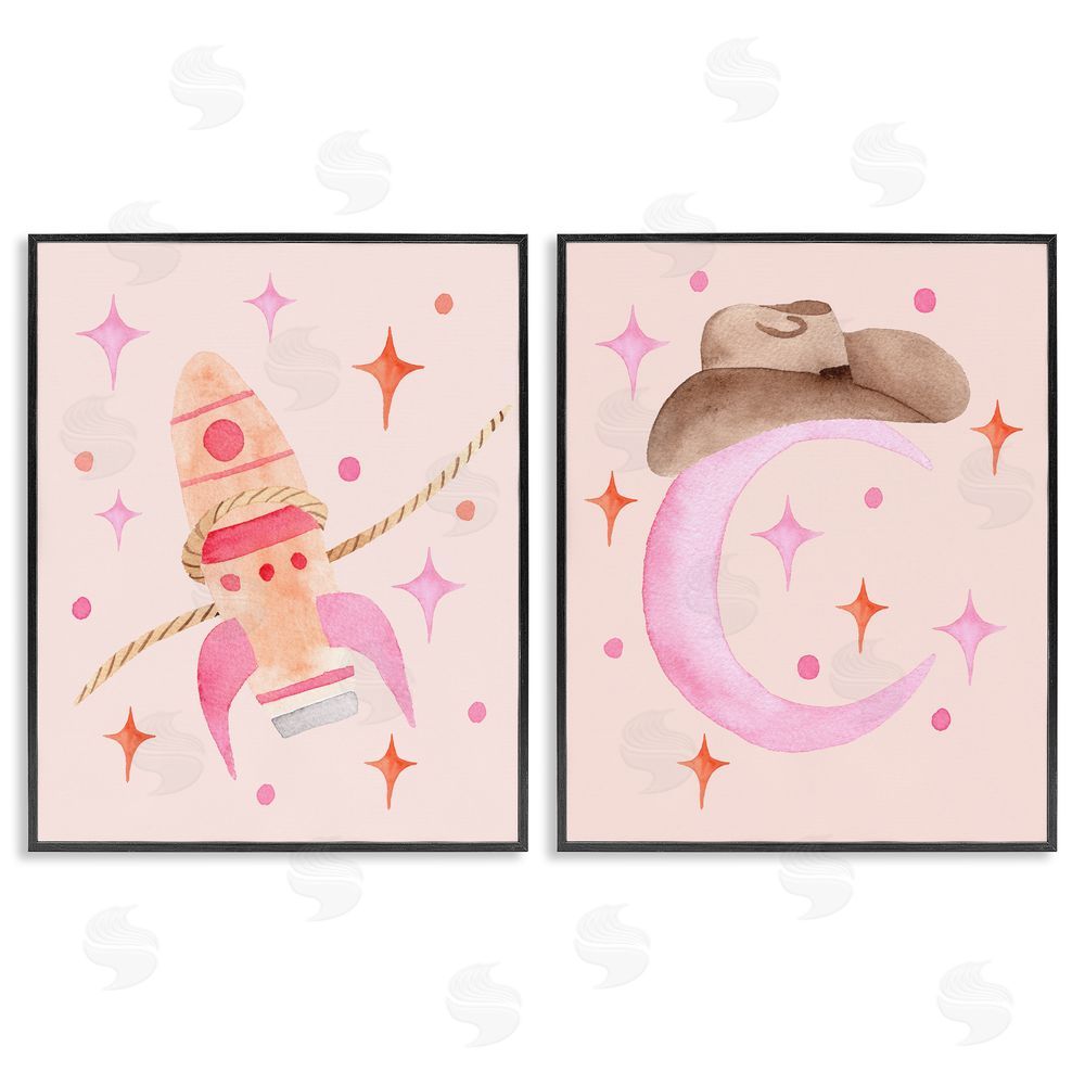 Nina Jacobs Space Cowgirl Rocket Ship Black Framed Giclee Print Wall Art