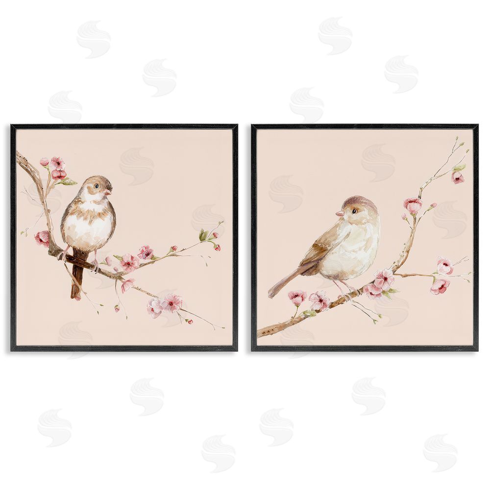 Lisa Wehmeyer Sweetest Brown Birds Branch Black Framed Giclee Print Wall Art