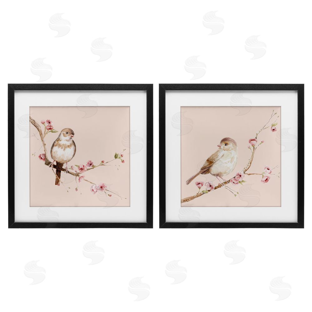 Lisa Wehmeyer Sweetest Brown Birds Branch Black Framed Print Under Glass Wall Art