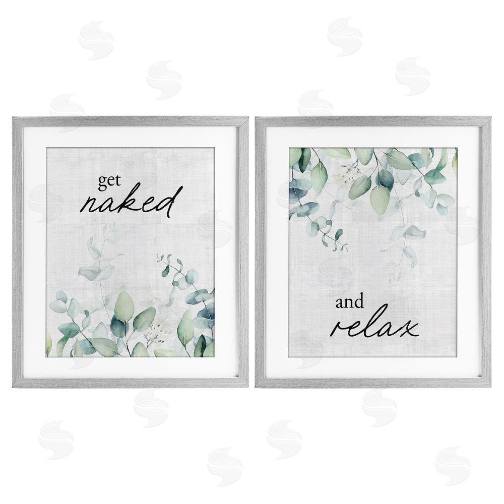 Lettered and Lined Get Naked & Relax Herbs Gray Framed Print Under Glass Wall Art
