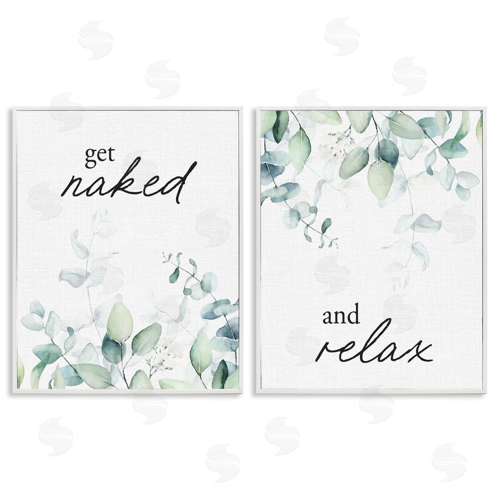 Lettered and Lined Get Naked & Relax Herbs White Framed Giclee Print Wall Art
