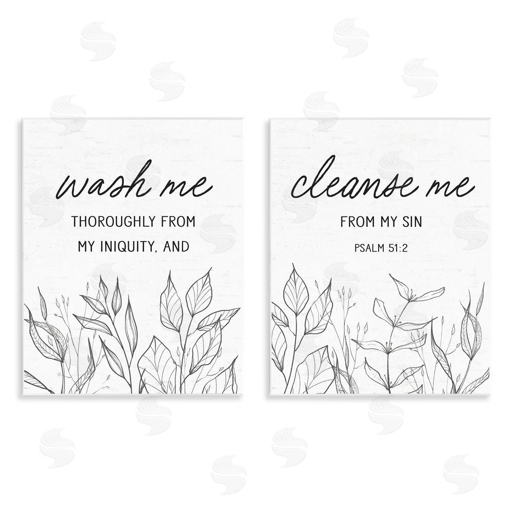 Lettered and Lined Wash & Cleanse Me Scripture Wooden Wall Plaque Art Print