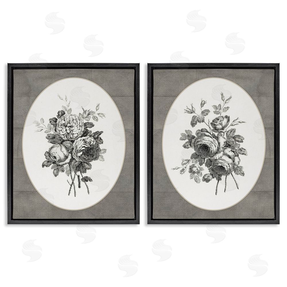 Lettered and Lined Vintage Petal Bundle Details Black Floating Frame Canvas Wall Art Print