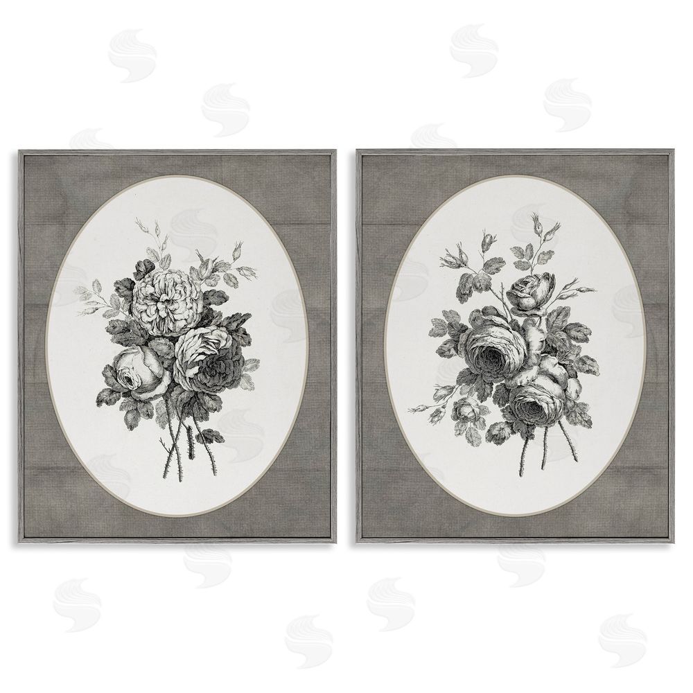 Lettered and Lined Vintage Petal Bundle Details Gray Framed Giclee Print Wall Art