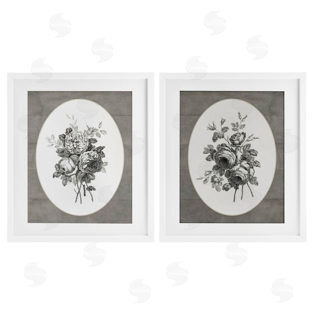 Lettered and Lined Vintage Petal Bundle Details White Framed Print Under Glass Wall Art