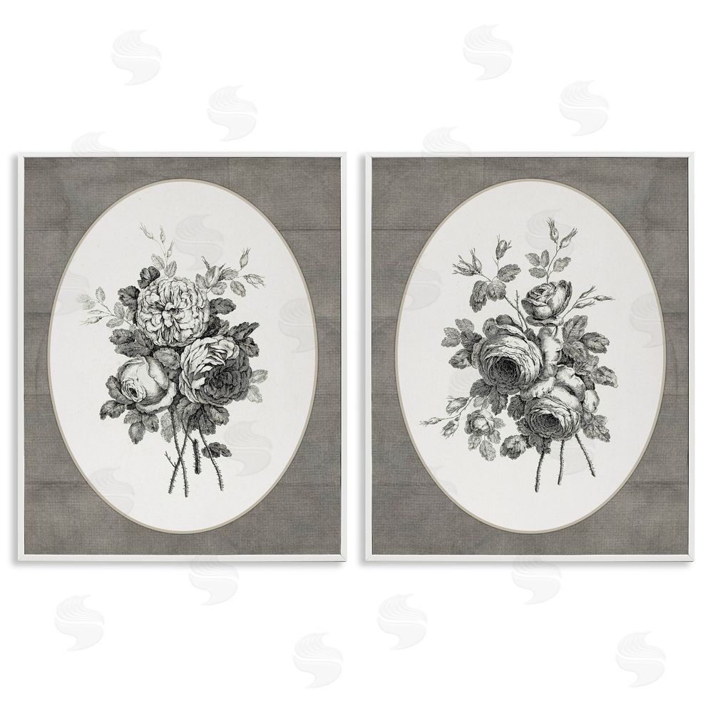 Lettered and Lined Vintage Petal Bundle Details White Framed Giclee Print Wall Art