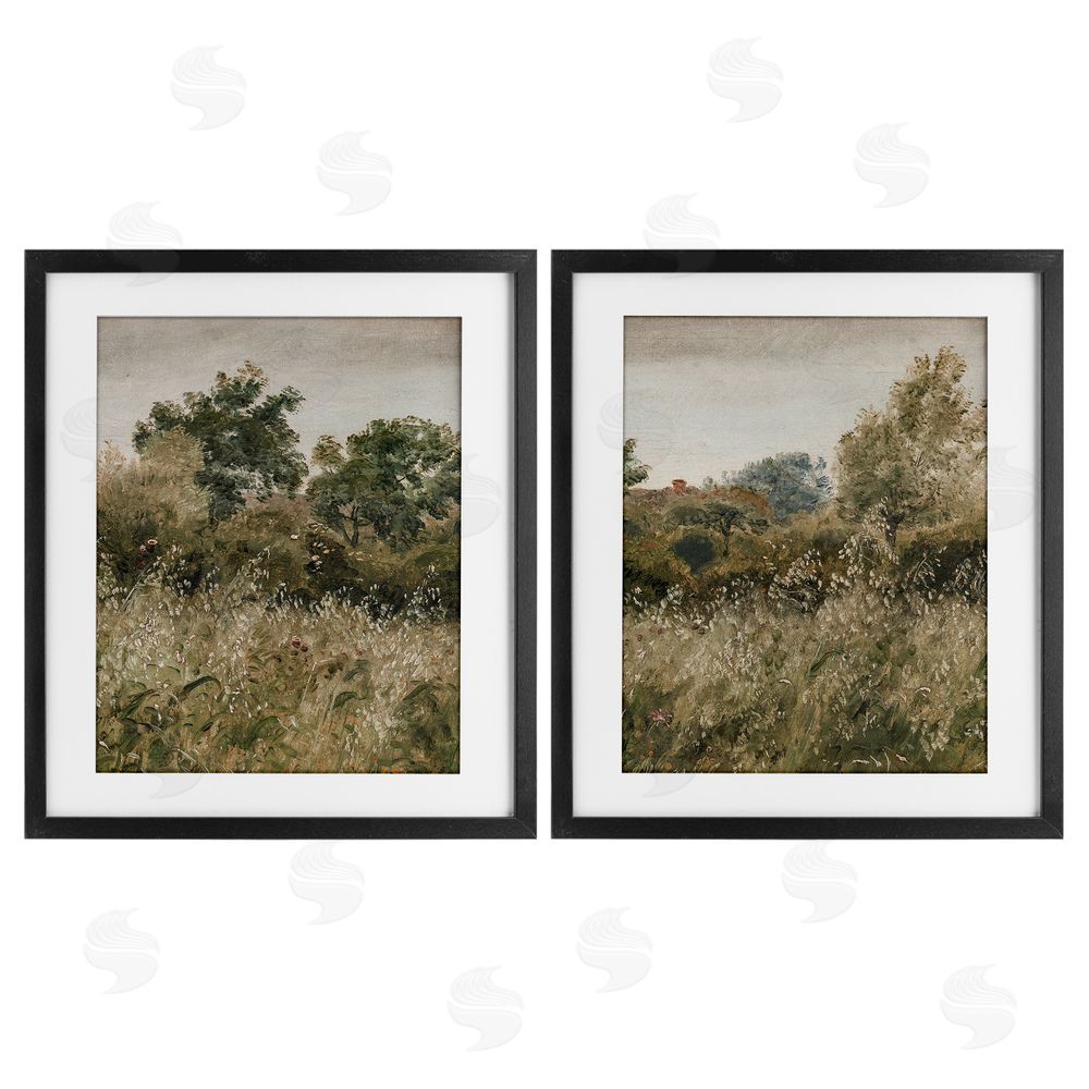Lettered and Lined Rural Foliage Thicket Black Framed Print Under Glass Wall Art