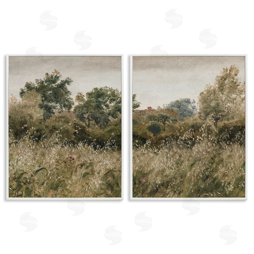 Lettered and Lined Rural Foliage Thicket White Framed Giclee Print Wall Art