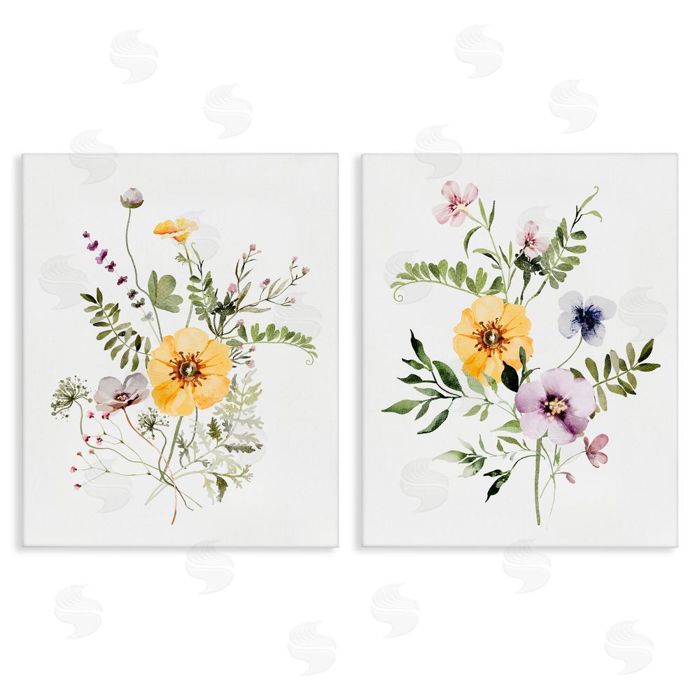 Lettered and Lined Bundles of Gardening Herbs Stretched Canvas Wall Art Print