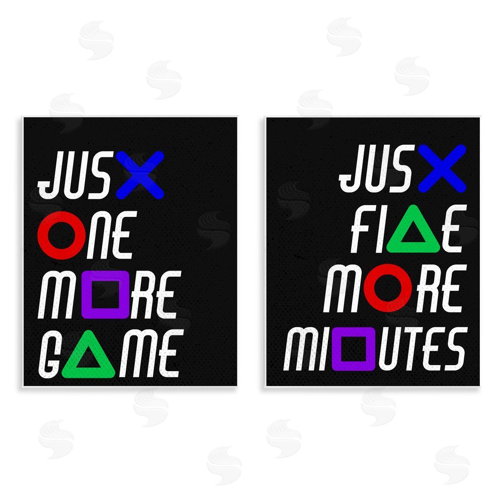 Kim Allen Gamer Button Symbols Phrases Wooden Wall Plaque Art Print