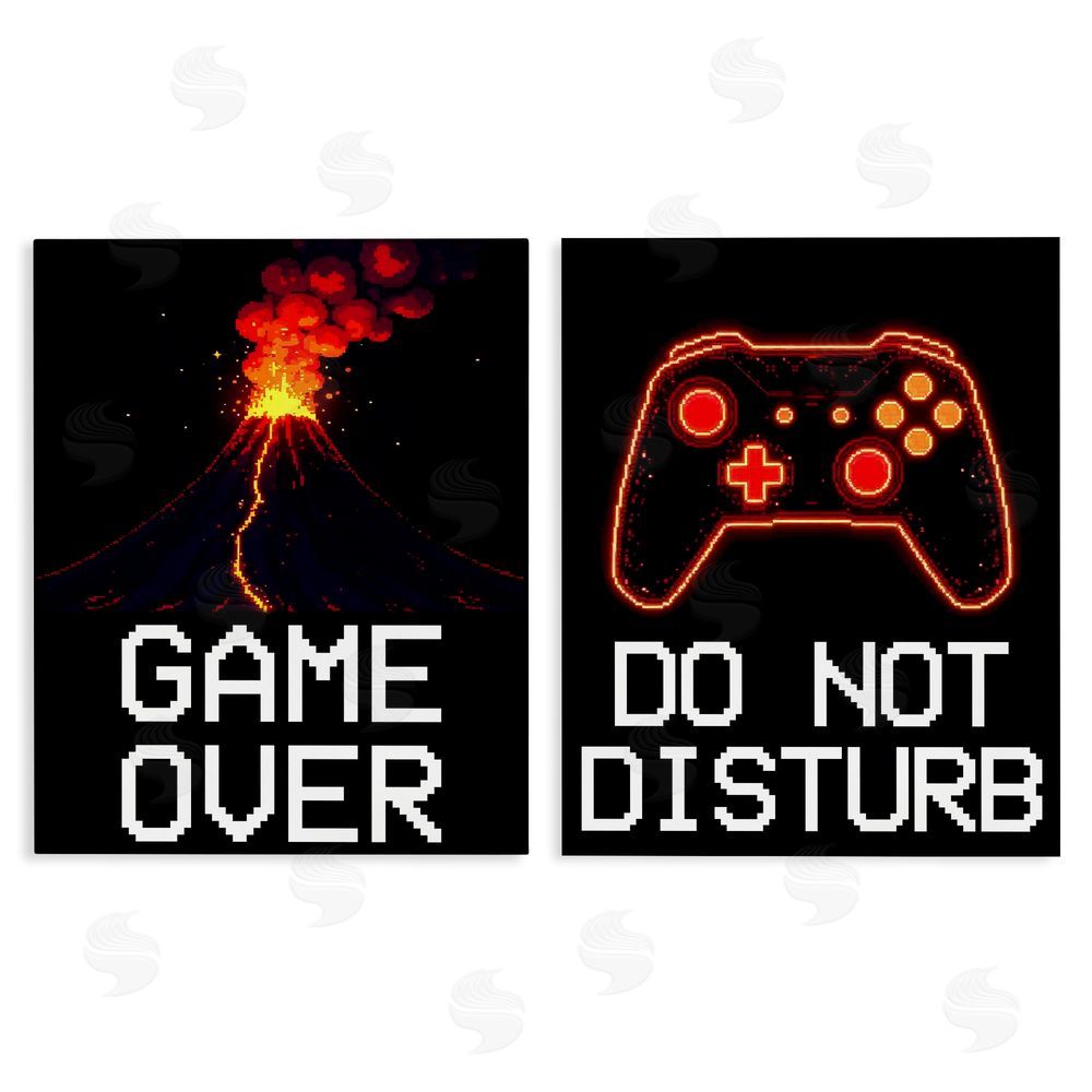 Kim Allen Pixel Game Sentiments Stretched Canvas Wall Art Print