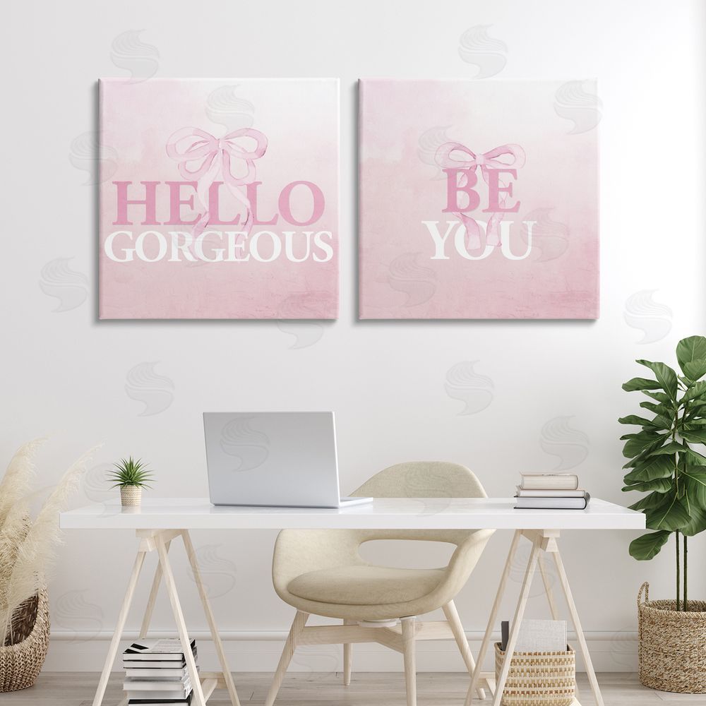 Kim Allen Pink Feminine Empowerments Stretched Canvas Wall Art Print in Room