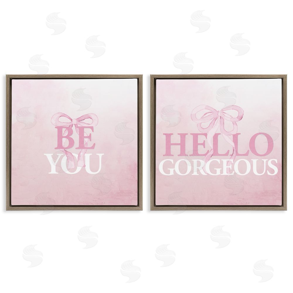 Kim Allen Pink Feminine Empowerments Brown Floating Frame Canvas Wall Art Print