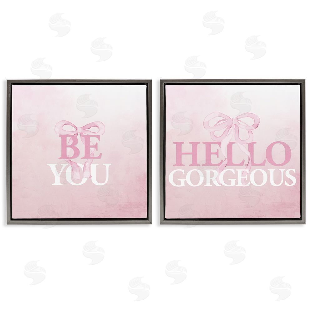 Kim Allen Pink Feminine Empowerments Gray Floating Frame Canvas Wall Art Print