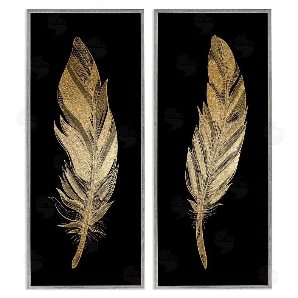 Kim Allen Glam Detailed Feather Gray Framed Giclee Print Wall Art