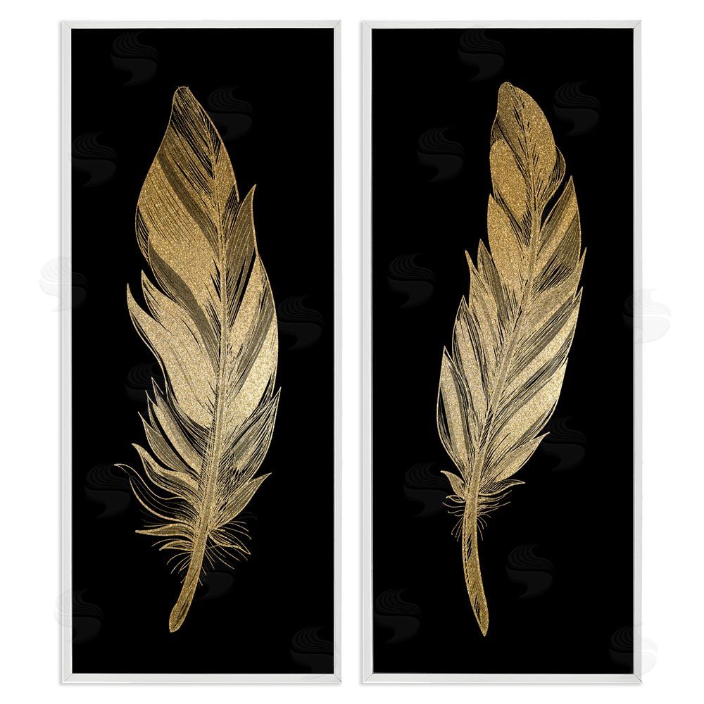 Kim Allen Glam Detailed Feather White Framed Giclee Print Wall Art
