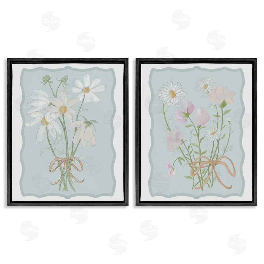 Leslie Hermosa Vintage Spring Clippings Black Floating Frame Canvas Wall Art Print