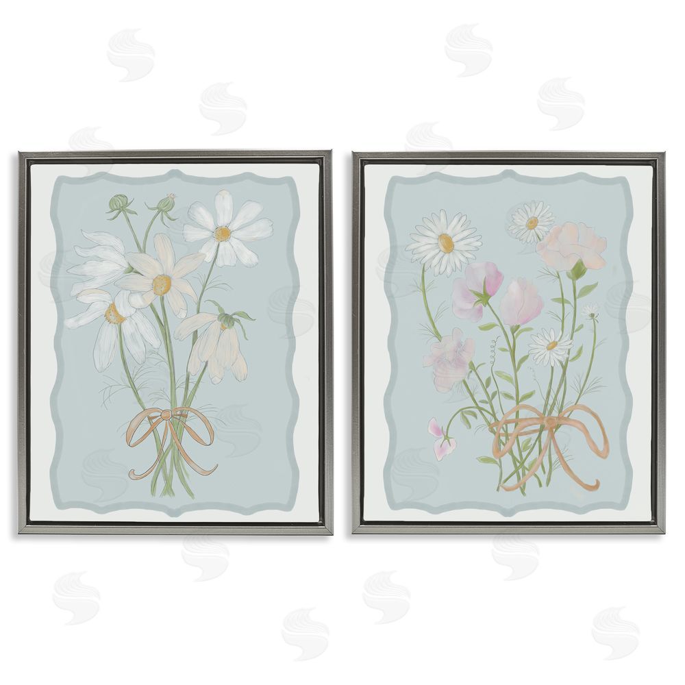 Leslie Hermosa Vintage Spring Clippings Gray Floating Frame Canvas Wall Art Print