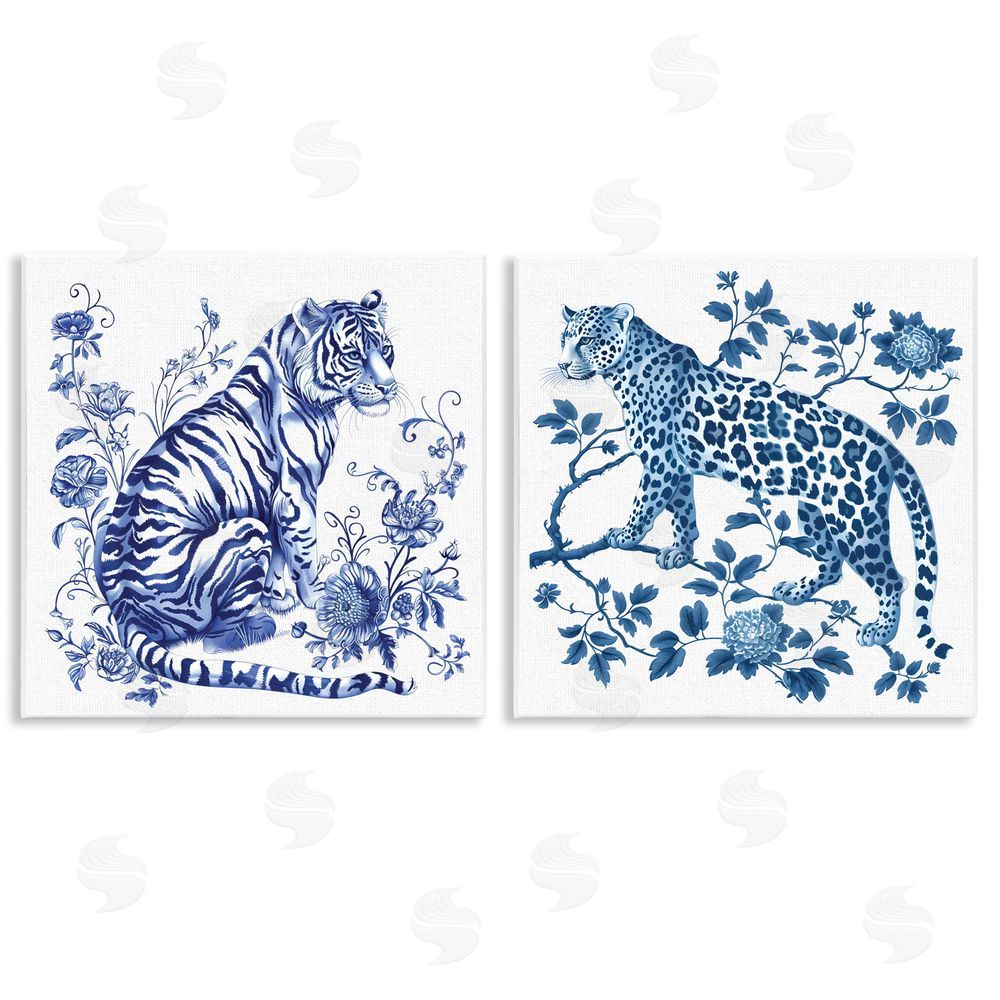 Lettered and Lined Ornate & Detailed Large Cats Wooden Wall Plaque Art Print