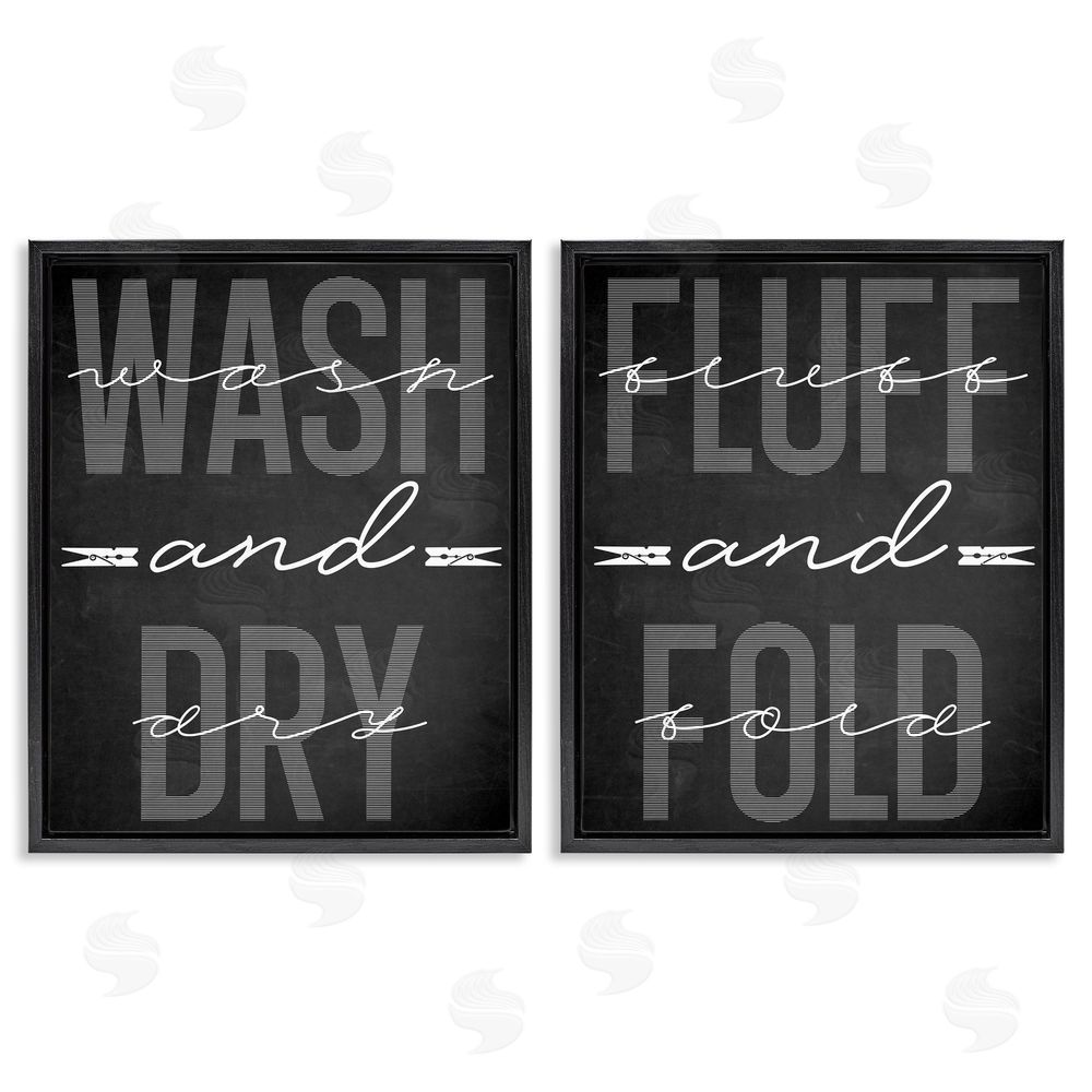 Marcus Prime Laundry Words in Black Black Floating Frame Canvas Wall Art Print
