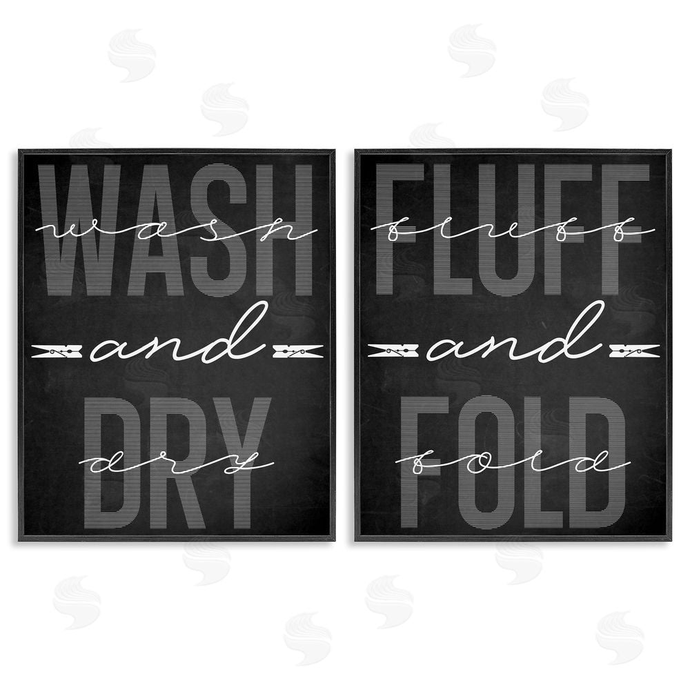 Marcus Prime Laundry Words in Black Black Framed Giclee Print Wall Art