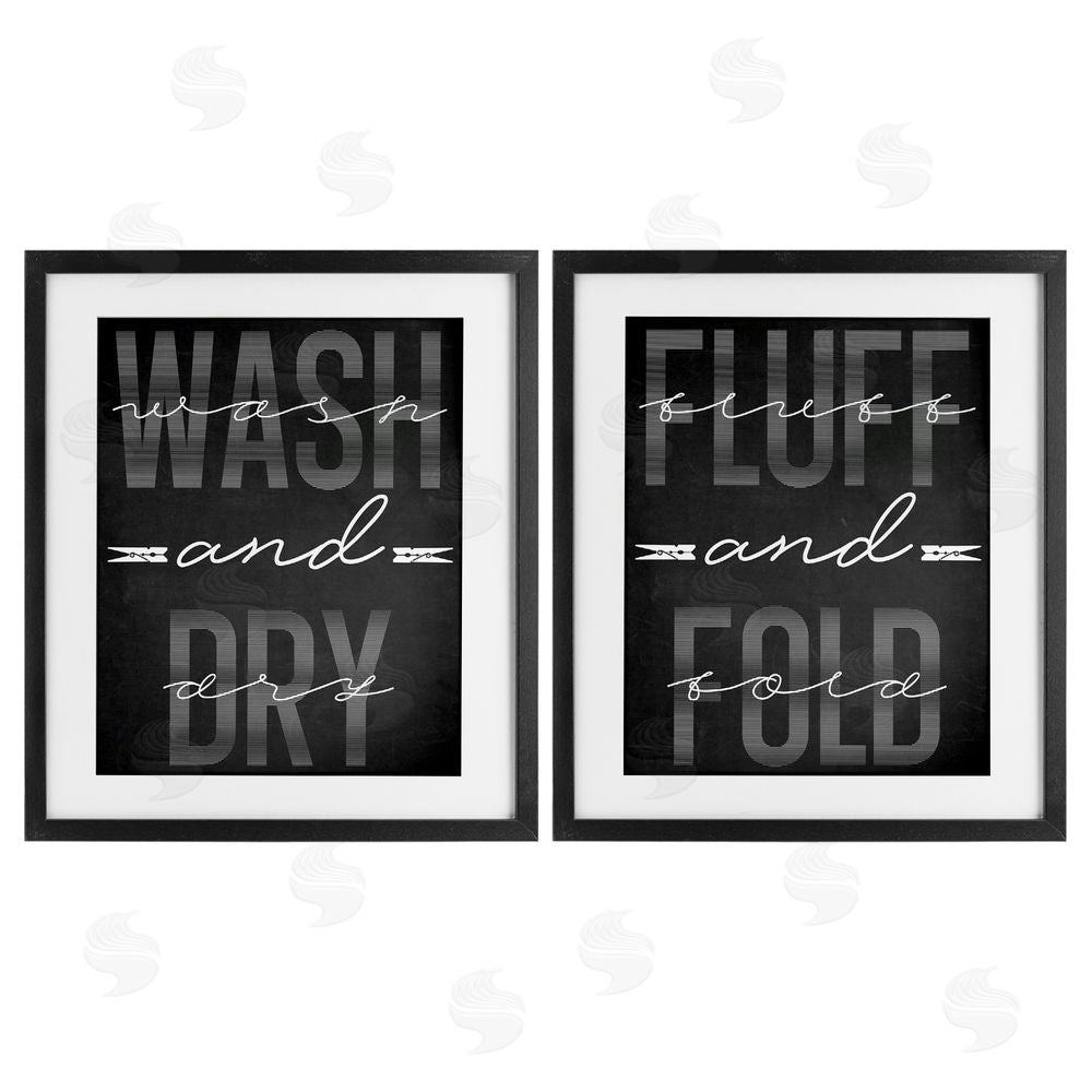 Marcus Prime Laundry Words in Black Black Framed Print Under Glass Wall Art