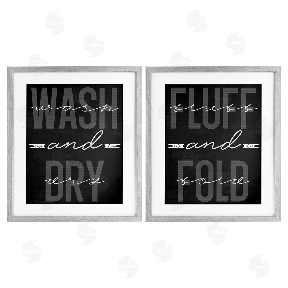 Marcus Prime Laundry Words in Black Gray Framed Print Under Glass Wall Art