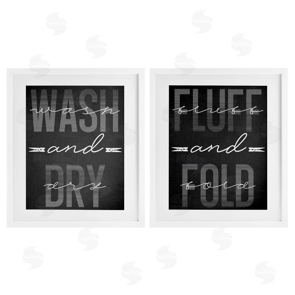 Marcus Prime Laundry Words in Black White Framed Print Under Glass Wall Art