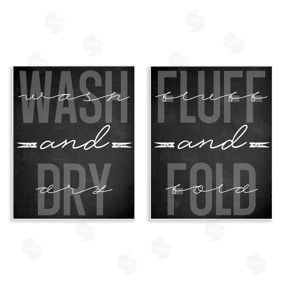 Marcus Prime Laundry Words in Black Wooden Wall Plaque Art Print