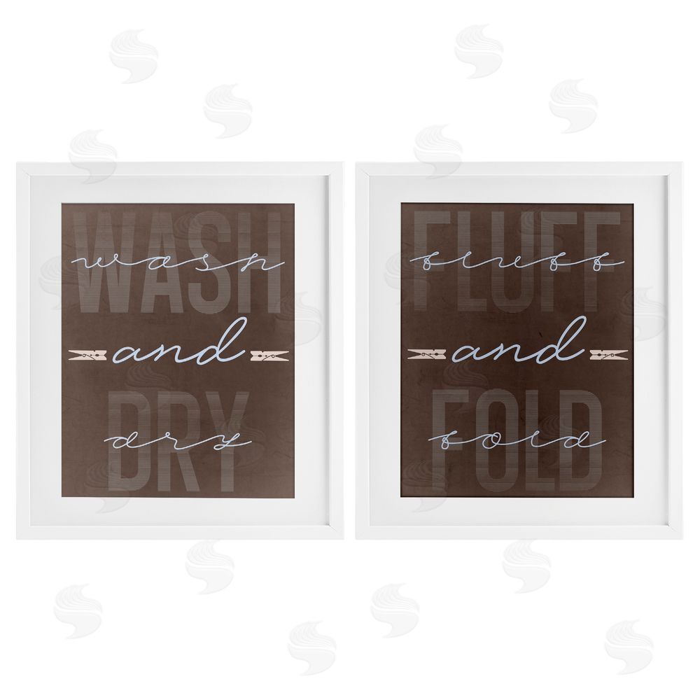 Marcus Prime Laundry Words in Brown White Framed Print Under Glass Wall Art