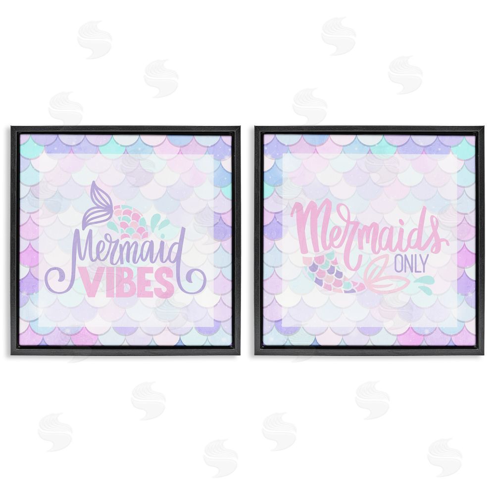 Kim Allen Dreamy Mermaid Phrases with Scales Black Floating Frame Canvas Wall Art Print