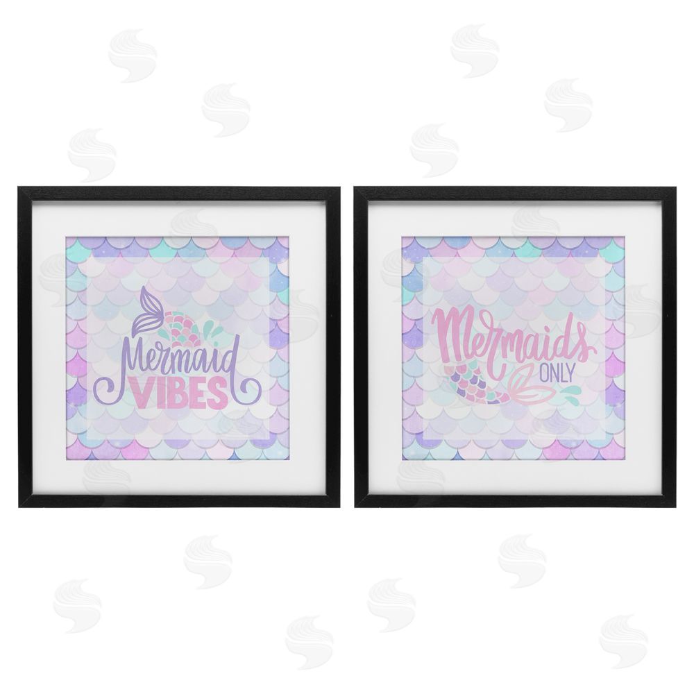 Kim Allen Dreamy Mermaid Phrases with Scales Black Framed Print Under Glass Wall Art