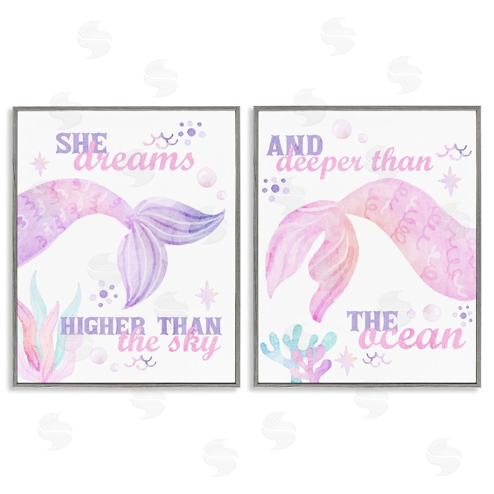 Kim Allen Mermaid Dreams Ocean & Sky Gray Framed Giclee Print Wall Art
