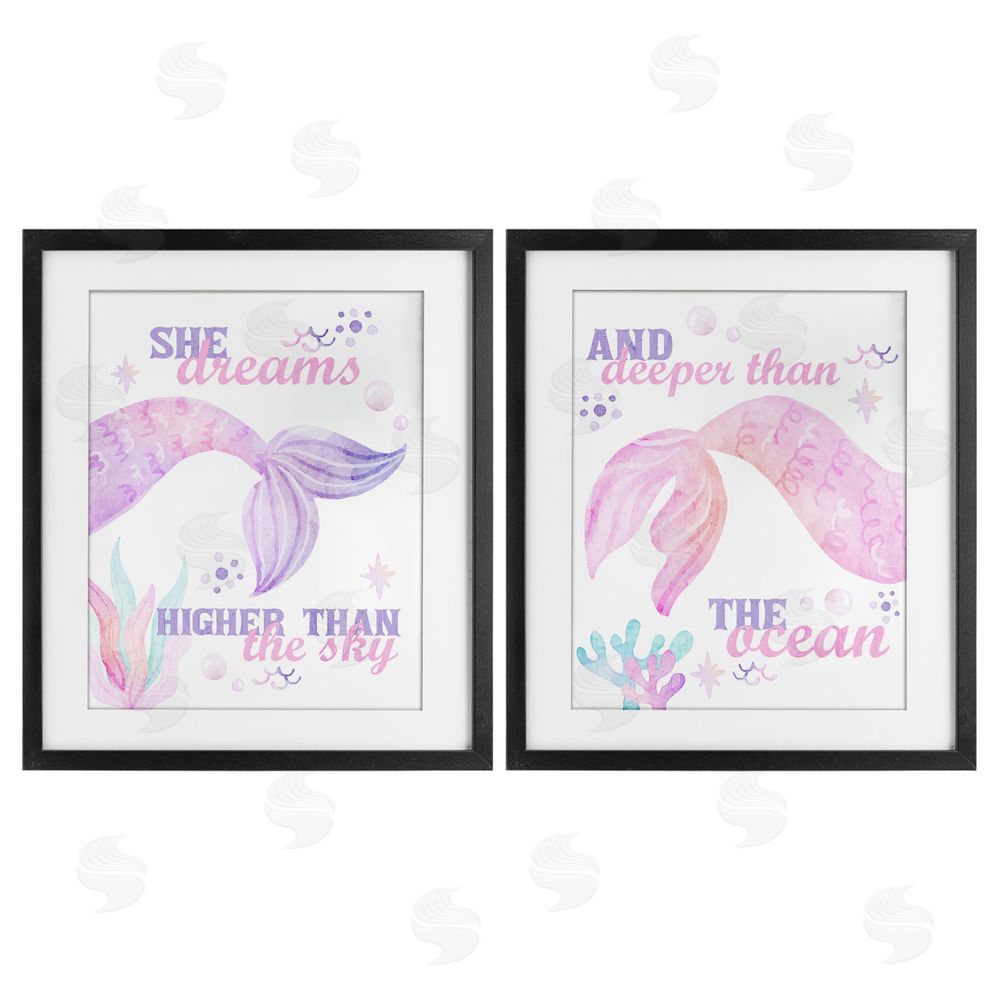 Kim Allen Mermaid Dreams Ocean & Sky Black Framed Print Under Glass Wall Art