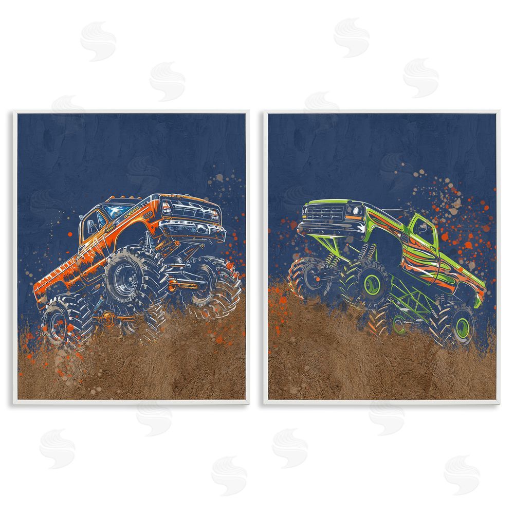Kim Allen Monster Truck Jam White Framed Giclee Print Wall Art