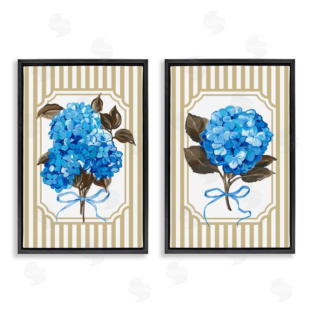 Adonna Ebrahimi Hydrangea Bouquets with Bows Black Floating Frame Canvas Wall Art Print