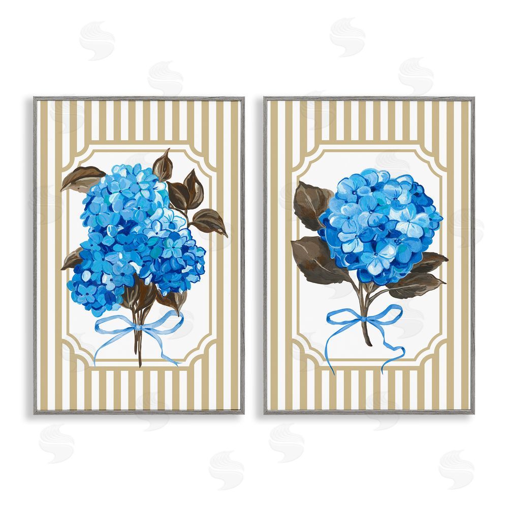 Adonna Ebrahimi Hydrangea Bouquets with Bows Gray Framed Giclee Print Wall Art